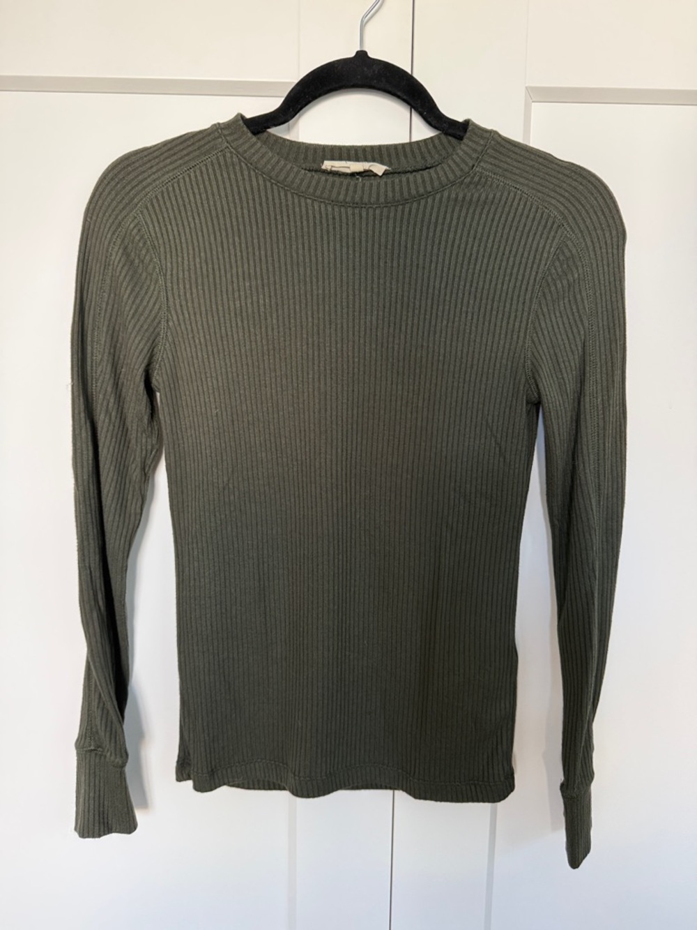 Madewell Ribbed Long Sleeve Top - Olive Green
